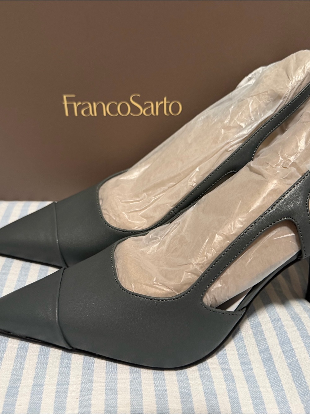 Franco Sarto Pointed-Toe Cutout Pumps in Dark Gray